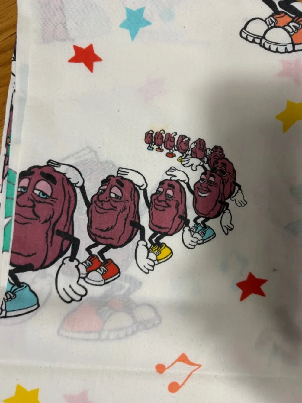 Vintage California Raisins 1988 Twin Sheet Set Flat Fitted Pillowcase